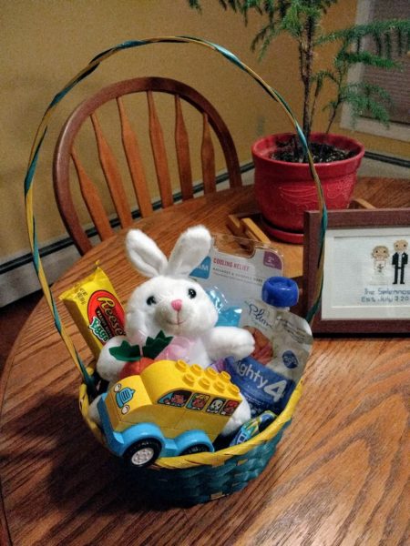 easter basket, holiday, easter bunny, snacks, toys