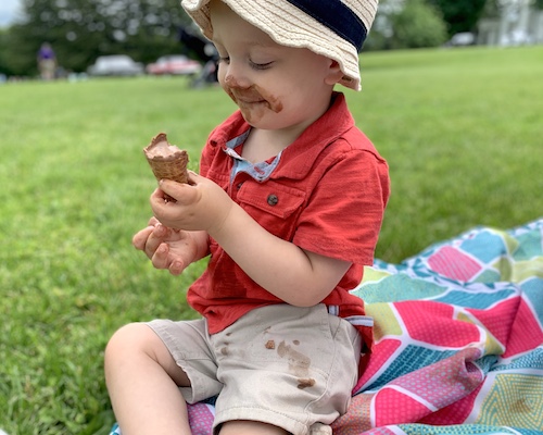 Boy eating ice cream