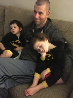 man, father, with two sons