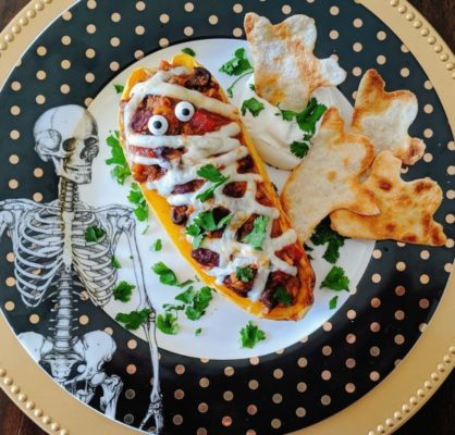 Turkey chili stuffed delicata squash