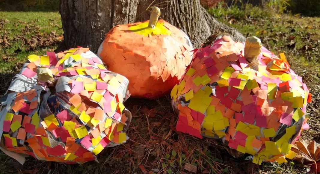 A Fun Fall Craft for Kids – Colorful Paper-Covered Pumpkins