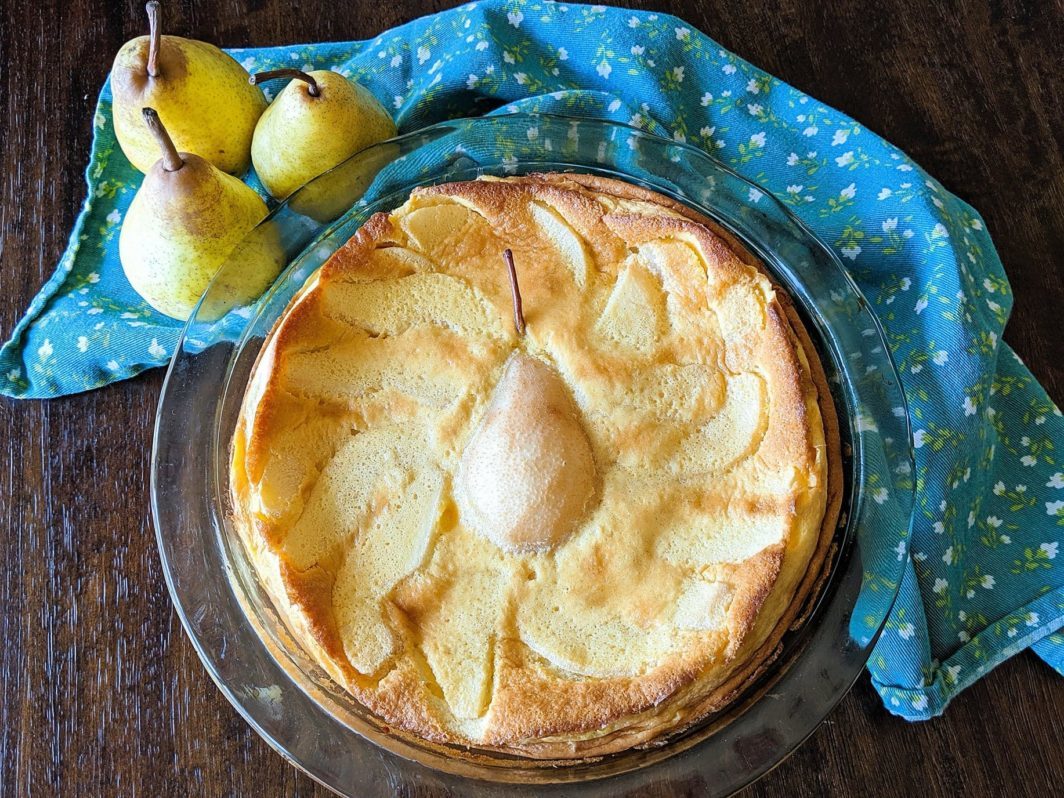 Pear and Cardamom Custard Bake