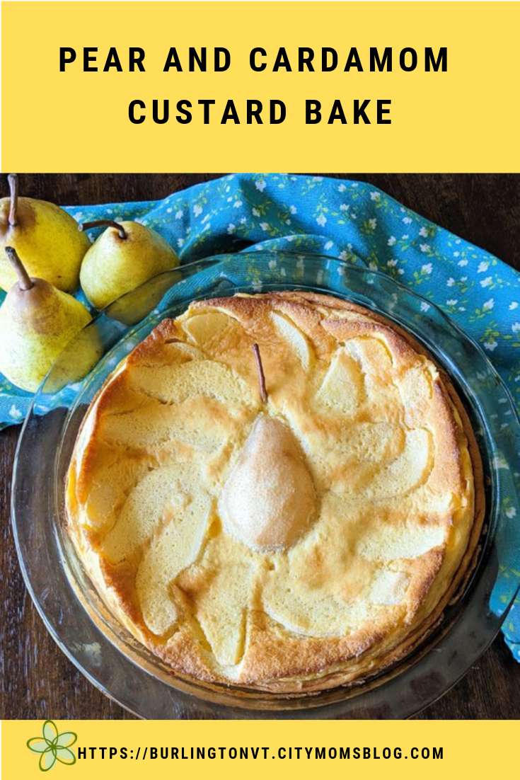 Pear and Cardamom Custard Bake
