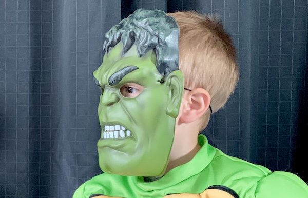 Toddler in Hulk costume