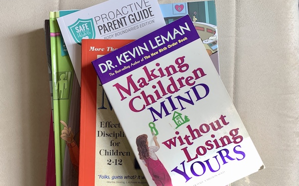 stack of parenting books