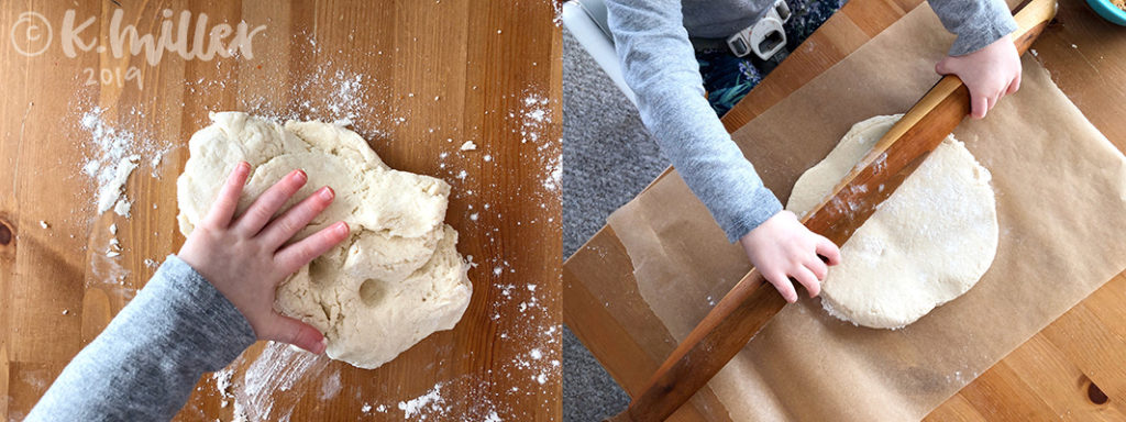A child rolls out salt dough