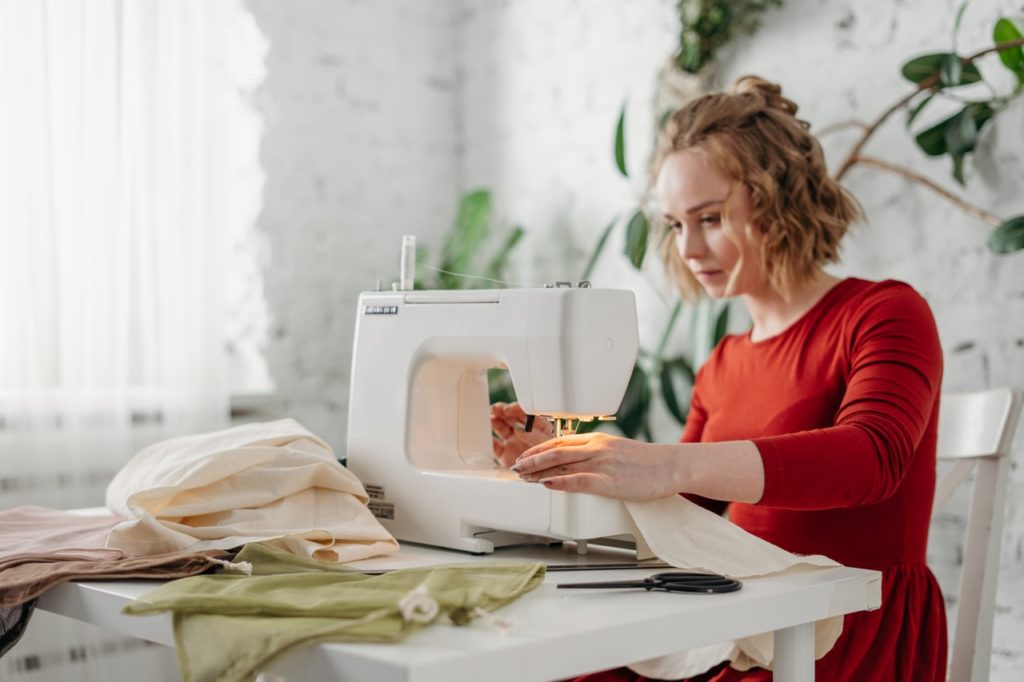 Woman at a sewing machine
