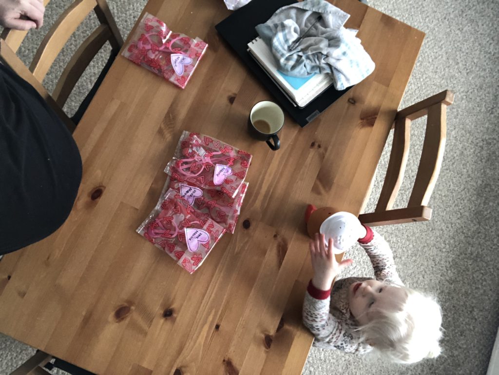 View from above of a table