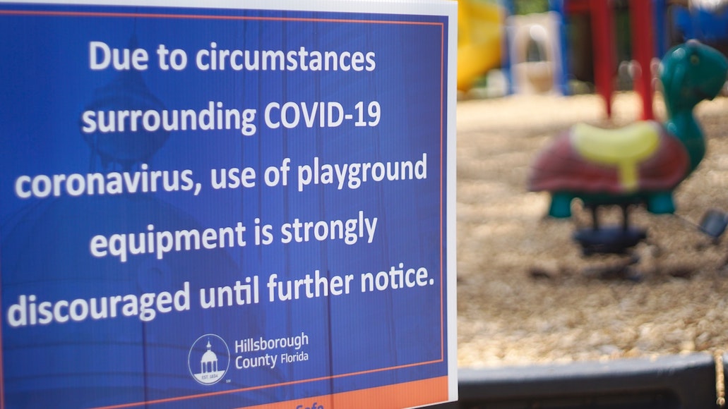 virus sign at playground