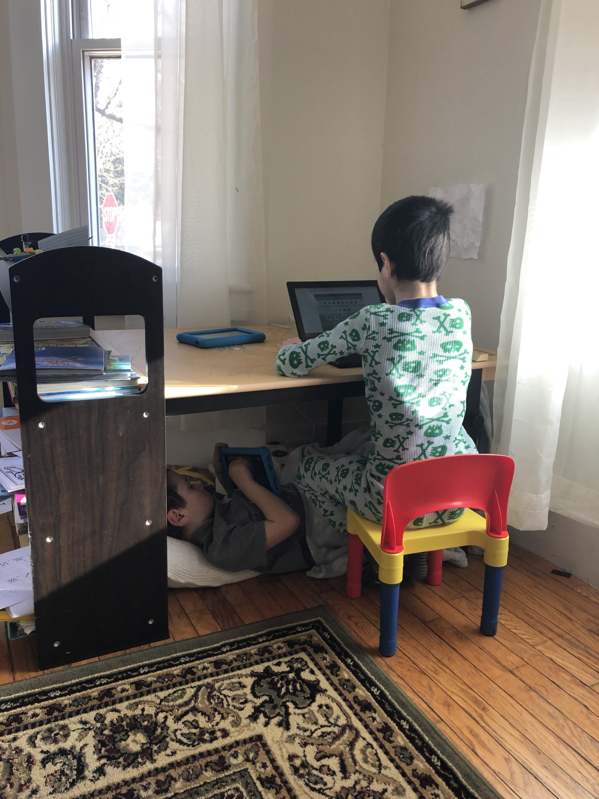 With Vermont schools closed kids do school work at home