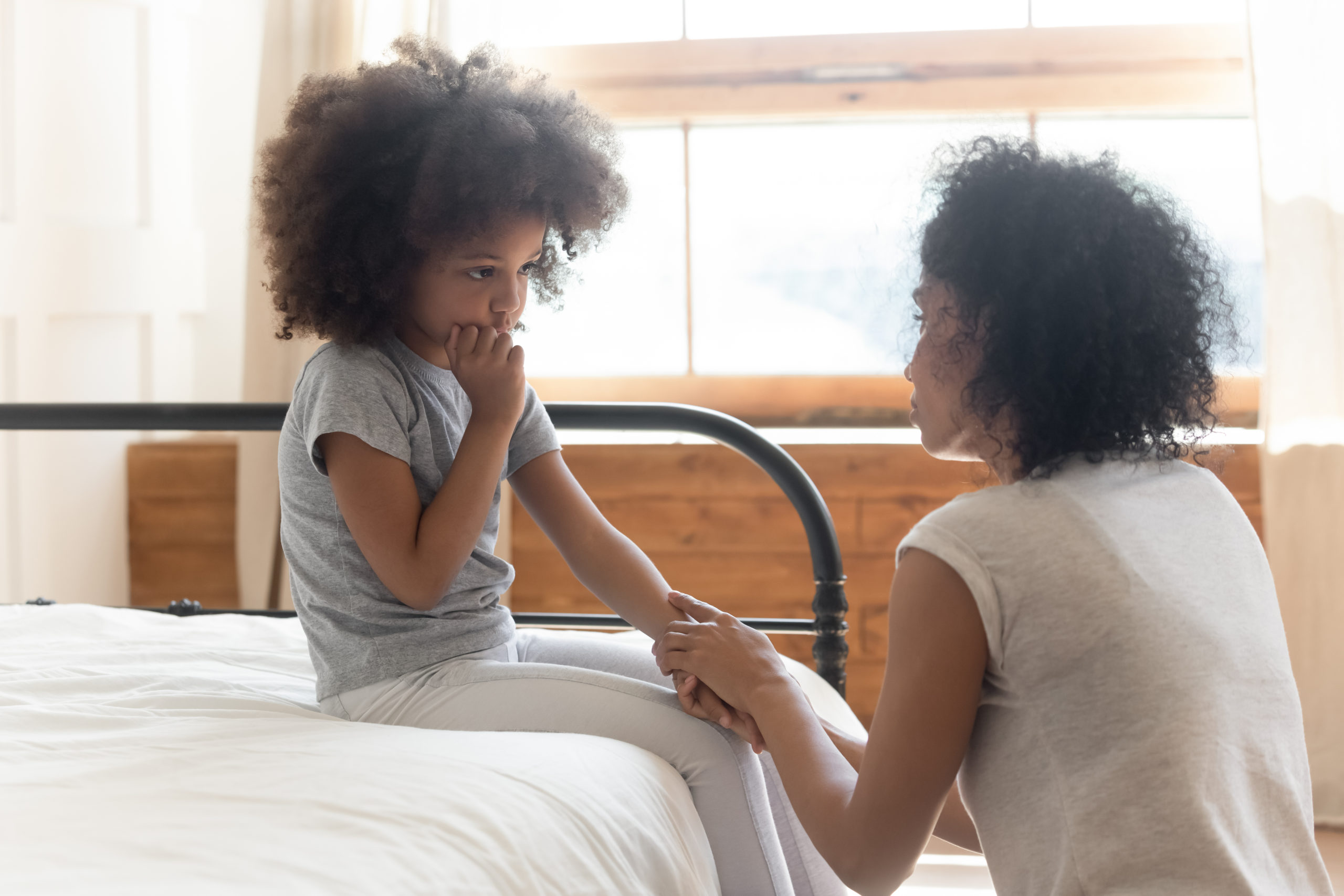 mother and daughter talking