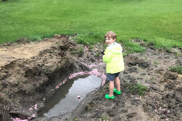 casting practice in a mud puddle