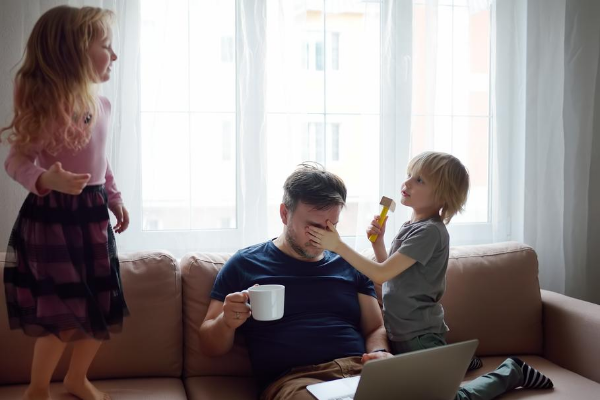 children bother dad