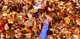 From Naptime Routine to Flexible Adventures toddler in a Vermont leaf pile