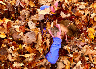 From Naptime Routine to Flexible Adventures toddler in a Vermont leaf pile