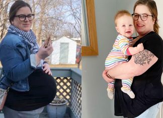 What 2020 Taught Me: A Year In Review A diptych with a pregnant woman on the left, and the same woman holding a baby on the right.