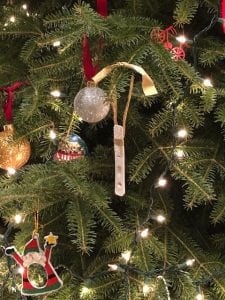 pregnancy test ornaments on christmas tree