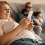 mom using cell phone