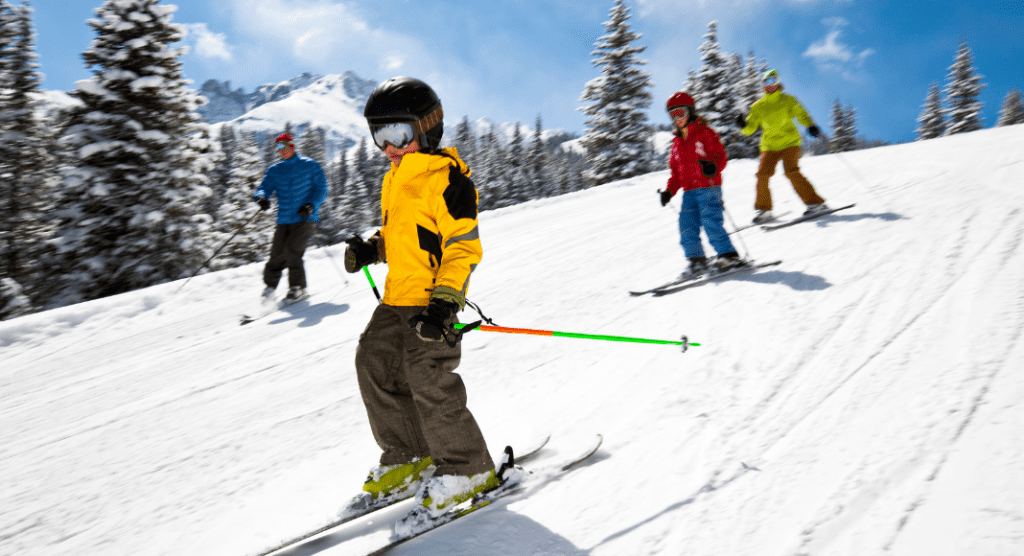 children skiing