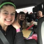Danielle in car with kids