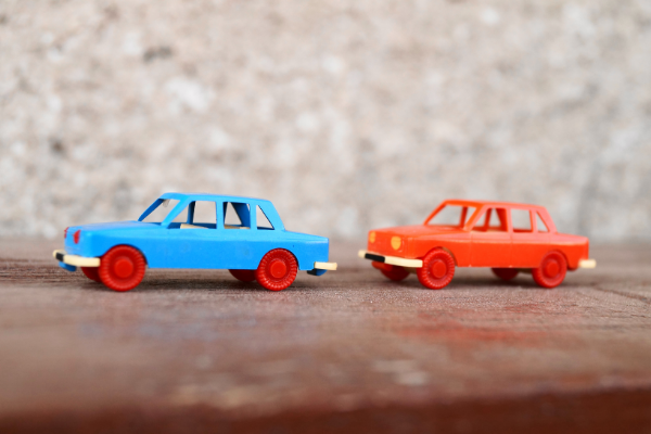 toy cars in a line
