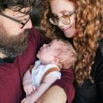 Casey, husband, and baby