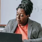 teacher using computer