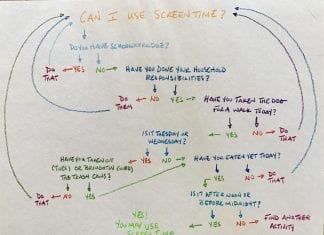 Don’t Judge: Famous Last Words in Pandemic Parenting screen time flow chart for pandemic parenting