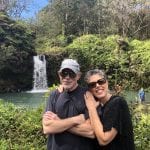 Nan with her husband at a waterfall