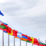 Flags representing many countries competing in the internaitonal games