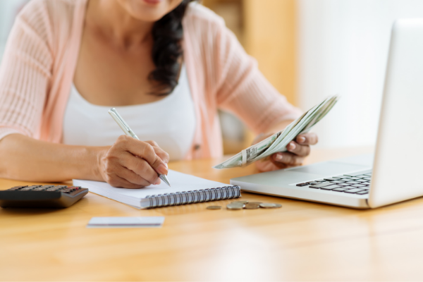 Woman working on a family budget