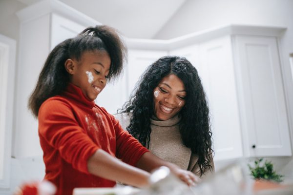 mother and daughter baking