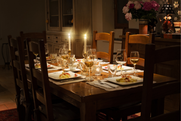 table set for a family dinner