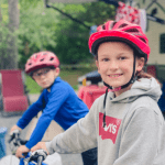 camping with kids on bikes