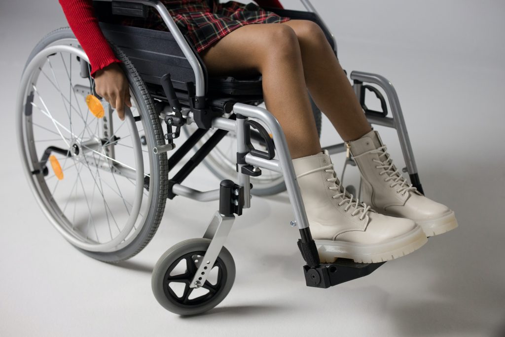 A girl in a wheelchair
