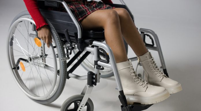 A girl in a wheelchair
