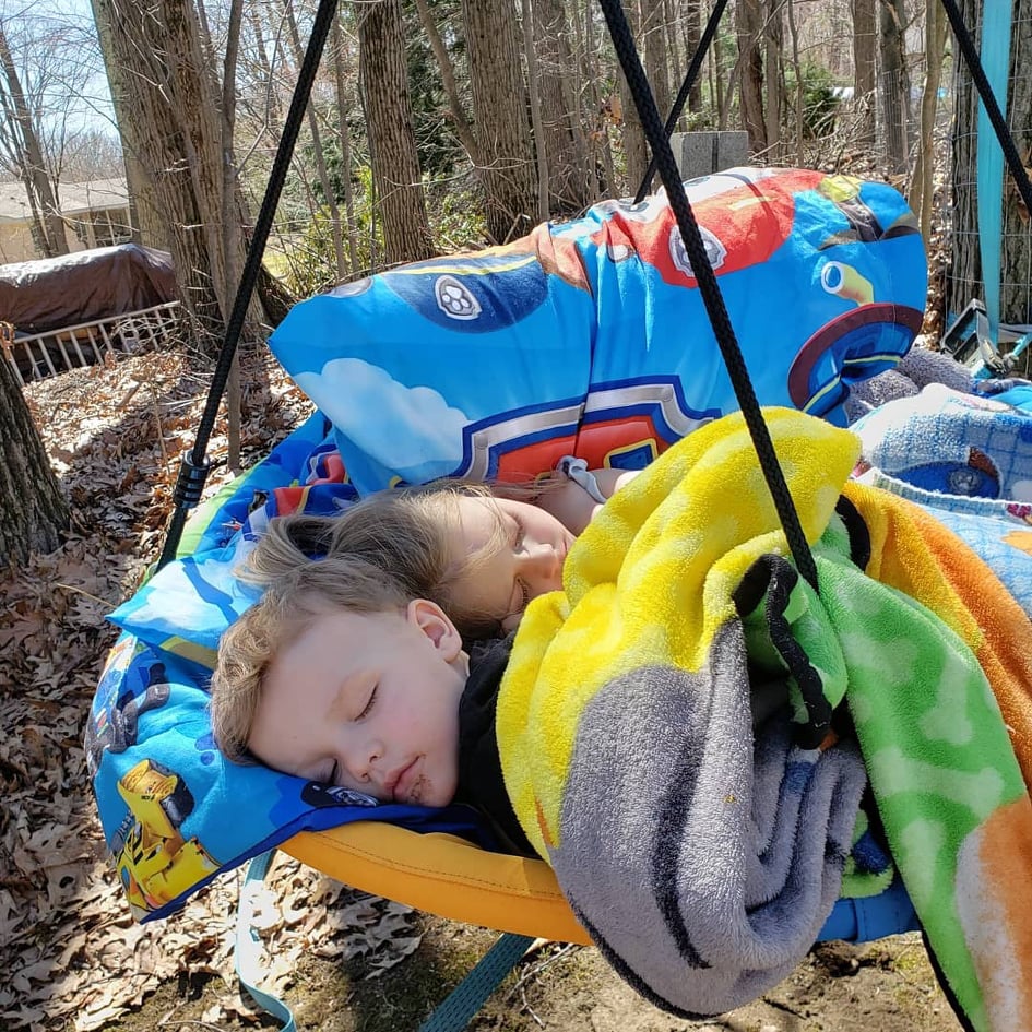 kids napping in a swing