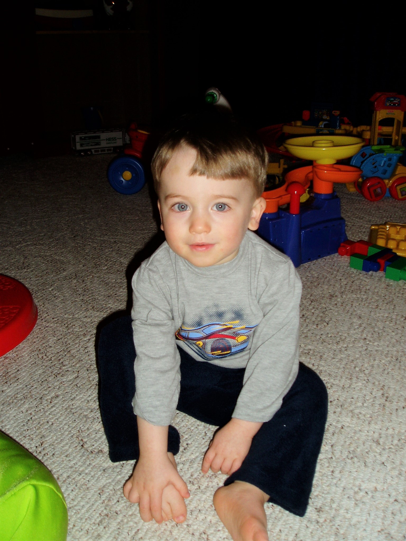toddler looking at the camera