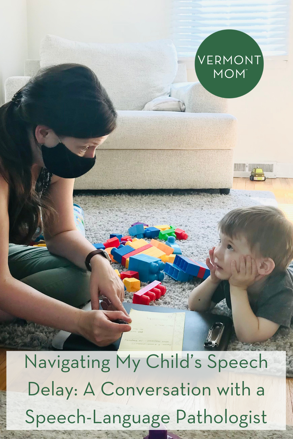 speech language pathologist plays with young boy