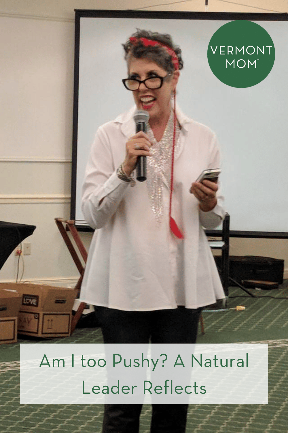 woman speaking into a microphone