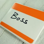 sticker with boss written on it
