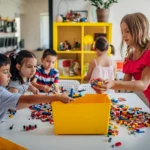 children playing with legos