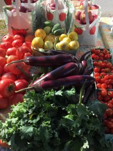 Vegetables on a table at a farmer's market