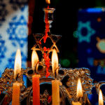 beautiful lit menorah