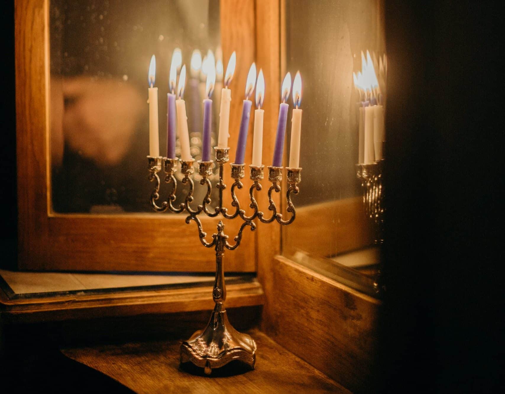 Menorah and reflection Menorah and reflection
