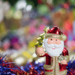 SHINY santa ornament on tinsel