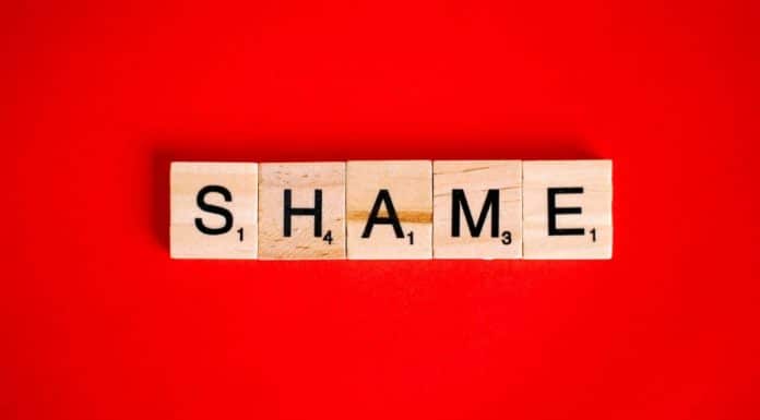 How I Am Combatting the Stress-Shame Cycle in My Marriage Scrabble letters spelling the word "shame" on a red background.