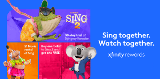 Check Out the New, Free Xfinity Rewards Program and Watch Sing 2! Image of characters from Sing 2 in an ad for Xfinity Rewards