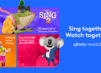 Check Out the New, Free Xfinity Rewards Program and Watch Sing 2! Image of characters from Sing 2 in an ad for Xfinity Rewards
