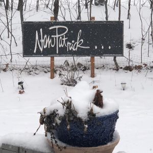 Sign saying "Nan Patrick" from a clothing boutique